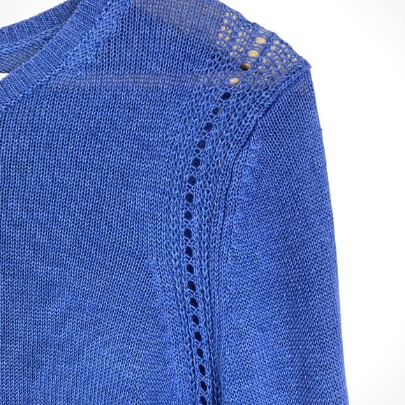 Talbots Womens Blue 3/4 Sleeve Linen Sweater Size Large Petite Casual Office - Picture 5 of 11